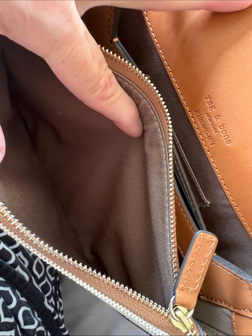 Rag & Bone New York Tan Leather and Canvas Shoulder Bag Adjustable Strap w/dusty - Picture 12 of 16